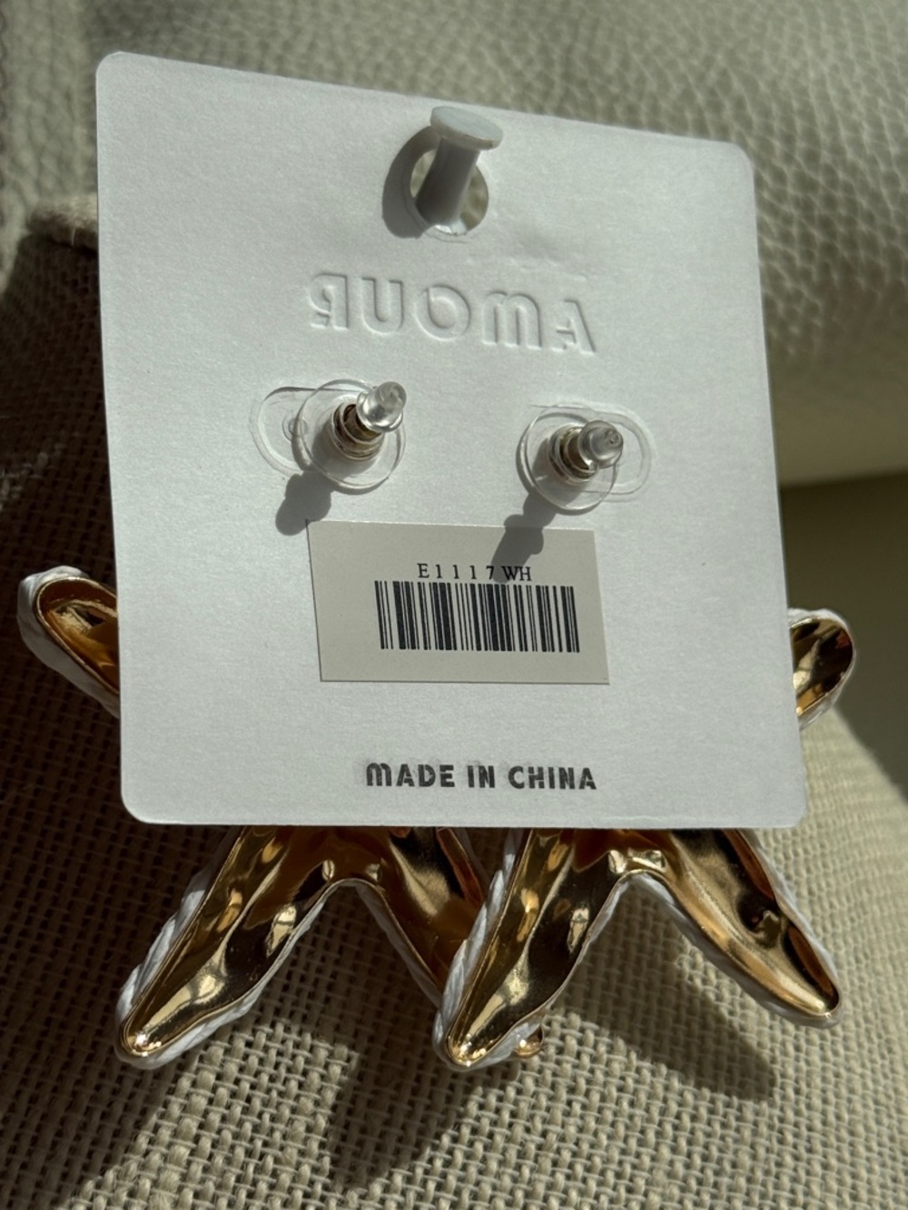Amour‎ Starfish Woven Statement Earrings - White - Picture 6 of 8